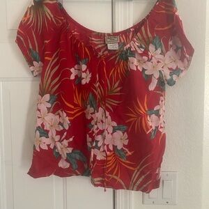 Aloha Hut Floral Red Top
